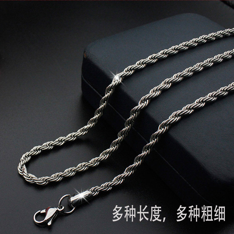 Dây Chuyền Bằng Thép Không Gỉ Dây Chuyền Xoắn Thép Titan Cá Tính Dây Chuyền Phối Dây Gai Xoắn Dây Chuyền Mẫu Dài Phong Cách Punk