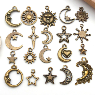 混20个古青合金太阳星星月亮系列吊坠挂件diy手链项链饰品配件