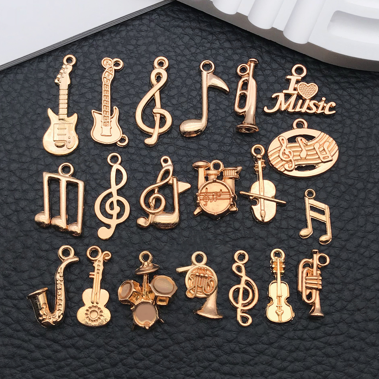 kc金复古音符音乐吉他乐器diy手链钥匙扣耳环吊坠手链饰品配件