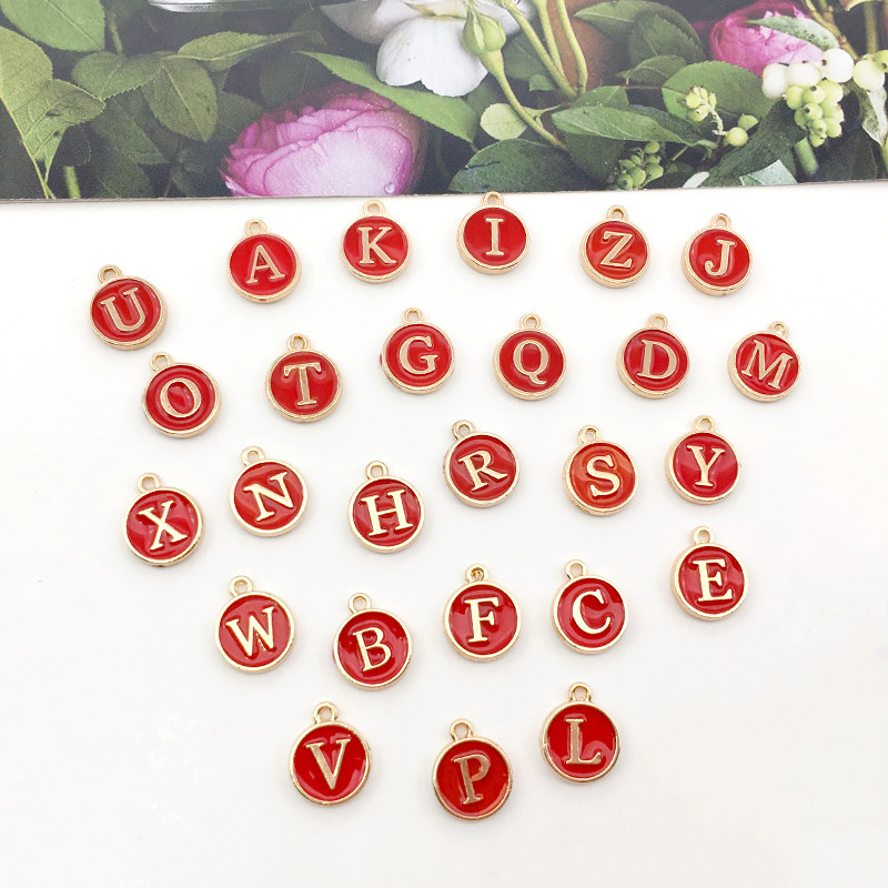 10个合金滴油红色26英文字母 diy饰品配件手链吊坠配件 双面挂牌,饰品/流行首饰/时尚饰品新,其他DIY饰品配件,淘宝优惠券,粉丝福利购,淘宝优惠卷