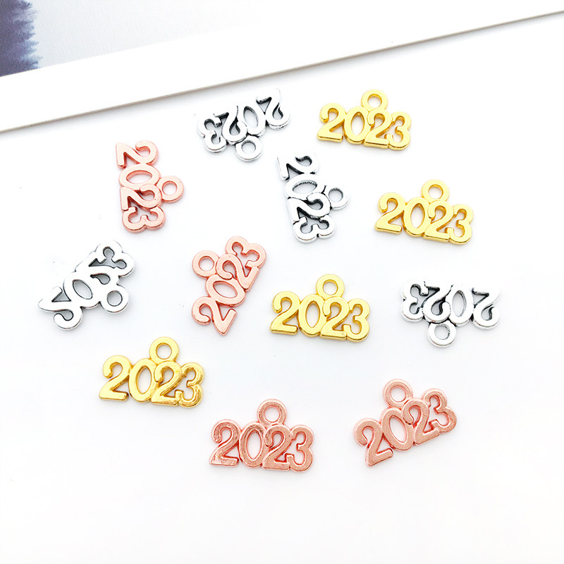 50个古银数字2023年2024年项链耳饰手链吊坠挂件 diy手工饰品配件