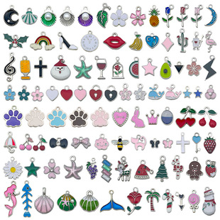 diy饰品配件白k滴油合金五角星皇冠挂件混装100款手链项链吊坠