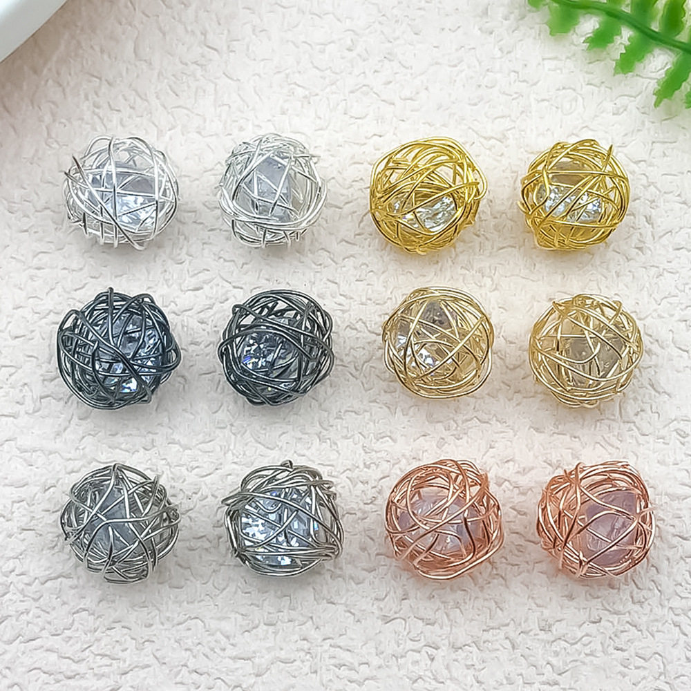 创意饰品配件镂空绕线编织锆石小球串珠DIY手工耳饰手链项链吊坠