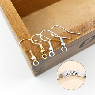 手工耳环diy材料包 20个 s925银饰品首饰耳勾银豆豆防过敏耳钉