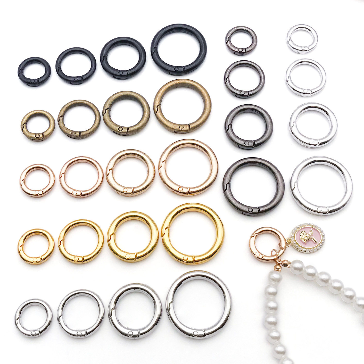 包包合金配件环扣开口弹簧圈包带包包扣环配件金属扣环圆环可拆卸