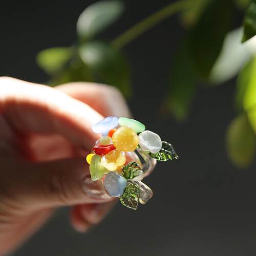 七隐琉璃手工戒指繁花