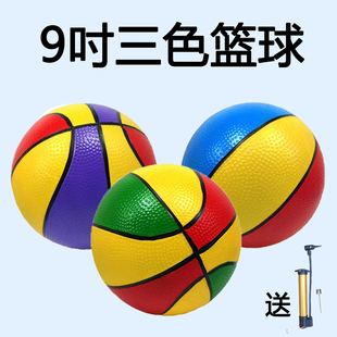 3色彩篮球幼儿园皮球儿童手抓球拍拍球玩具球加厚弹力男女充气球