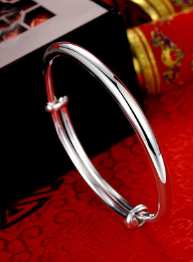 S999足银光面实心圆棍手镯