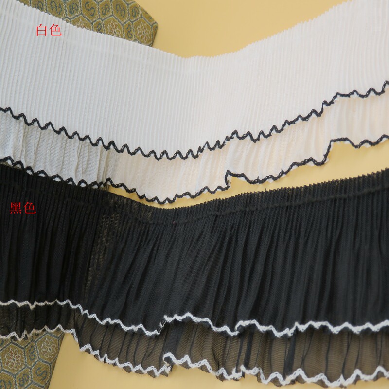 服装花边7CM宽雪纺双层锁边花边。蕾丝花边服装辅料花边领子边