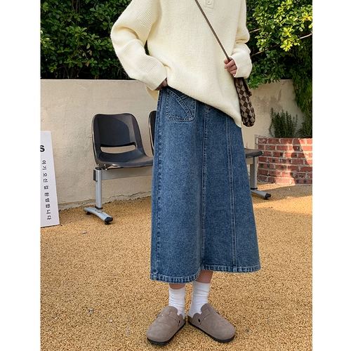 Прямые свободные джинсы, весенняя джинсовая юбка, (в наличии на складе), по фигуре