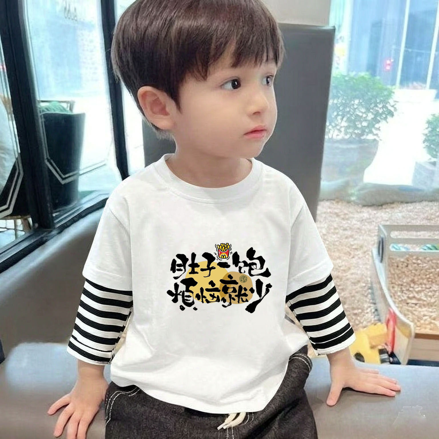 卡通纯棉男女童短袖T恤宽松