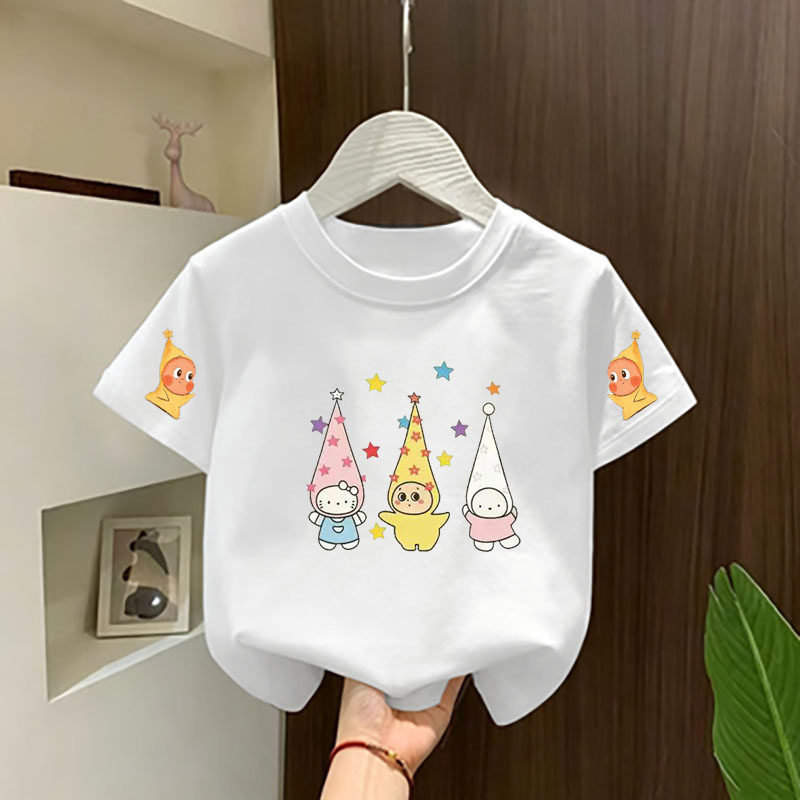 女童纯棉夏季星星卡通短袖T恤