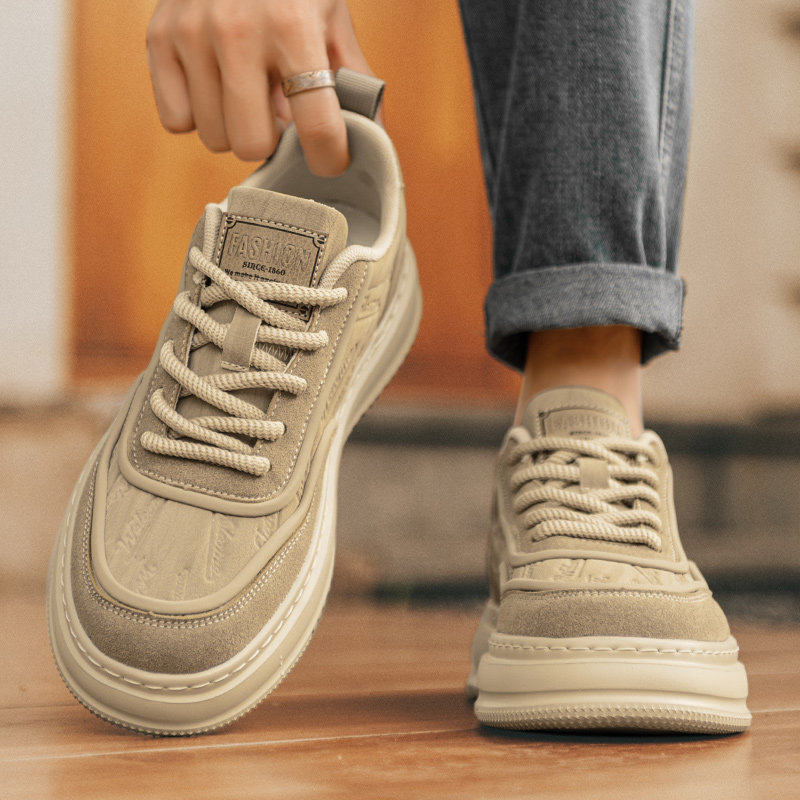 男鞋夏季透气休闲板鞋青少年高级感运动防滑防臭增高软底百搭潮鞋