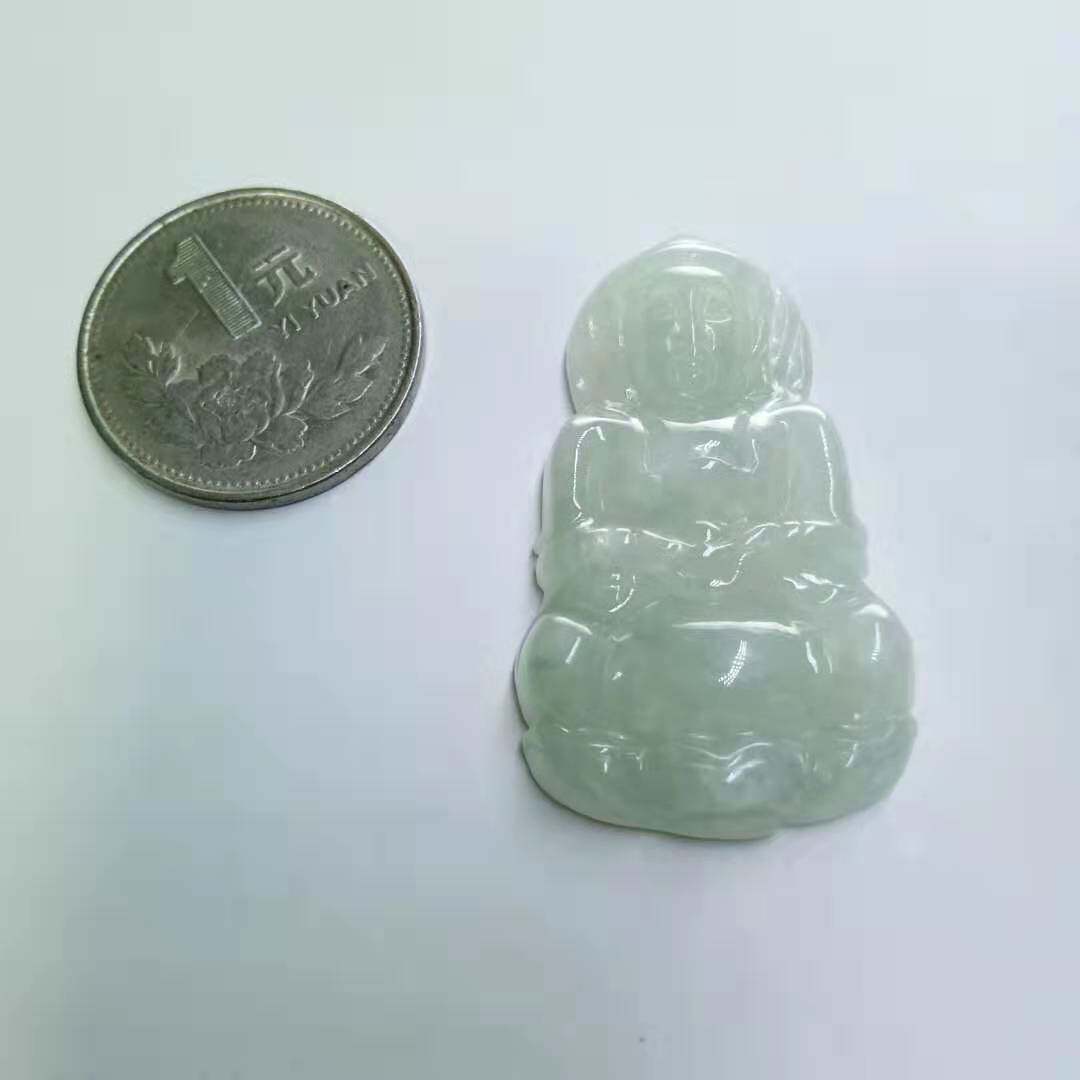 缅甸天然A货厚装冰种翡翠观音吊坠男款玉观音挂件带证书坤圣珠宝