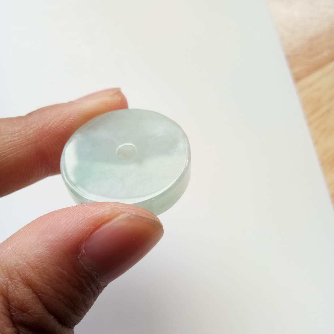 缅甸天然A货冰种飘花翡翠平安扣怀古玉扣玉佩男女款挂件带证书