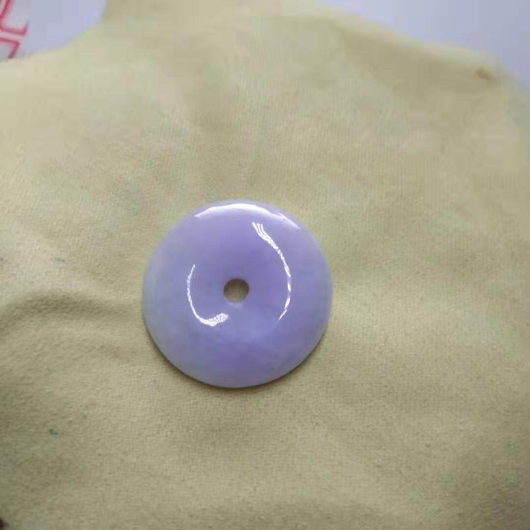 天然翡翠A货冰糯好种紫罗兰怀古春彩平安扣三彩男女吊坠坤圣珠宝