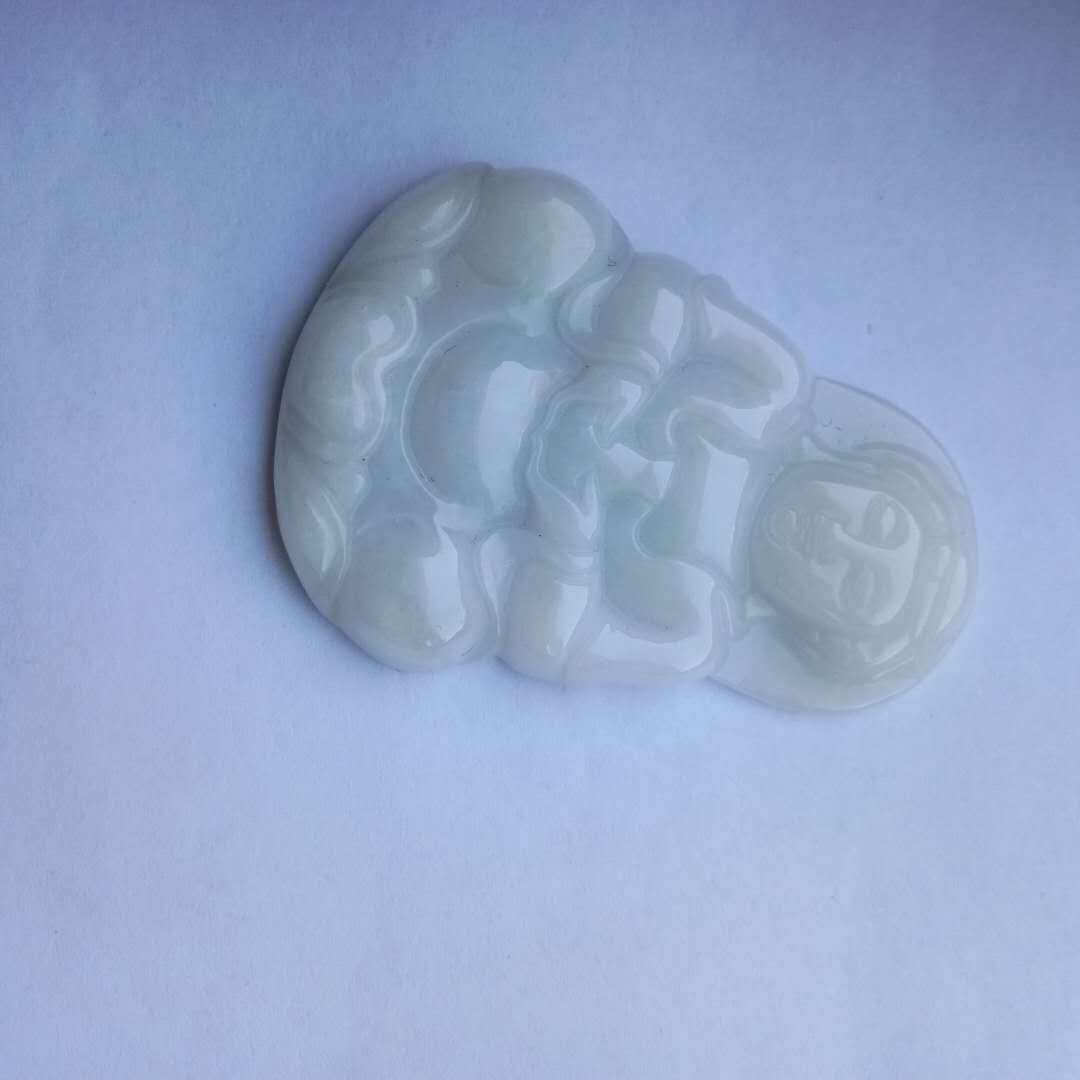 天然缅甸翡翠A货冰糯种淡绿色翡翠观音吊坠挂件男带证书坤圣珠宝