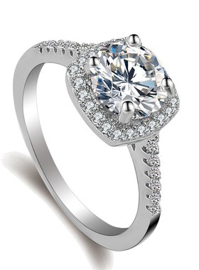 镀白金锆石欧美风大气情侣对戒