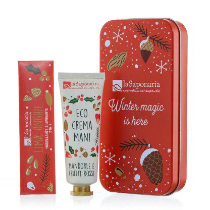 意大利 la saponaria  杏仁红莓护手霜40ml+指甲锉组盒 圣诞套装