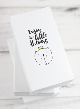白色 猫咪图案 ENJOY THE LITTLE THINGS 二分格盒子（含隔断）