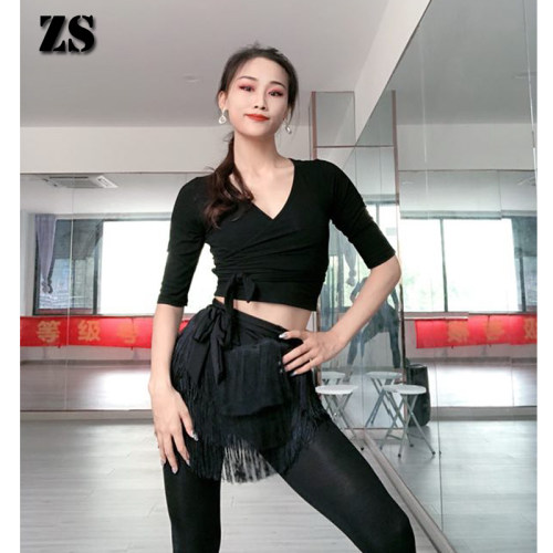 拉丁舞服三层加密流苏女练功服