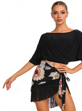 ZS凡尔赛玫瑰 拉丁舞裙水晶流苏短臀巾女成人练功服舞蹈腰带 L503