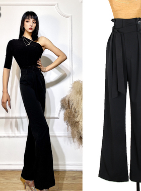 ZS花苞裤 拉丁摩登舞舞蹈国标舞长裤直筒修身显瘦跳舞女练功服K25