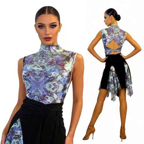 ZS莫奈】拉丁舞国标舞无袖连体衣成人女美背舞蹈练功服上衣 Y423