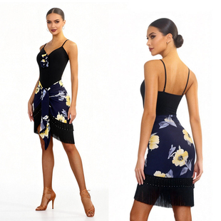 流苏臀巾练功半身裙舞蹈腰带 L527i 拉丁舞裙一片式 ZS度假风印花