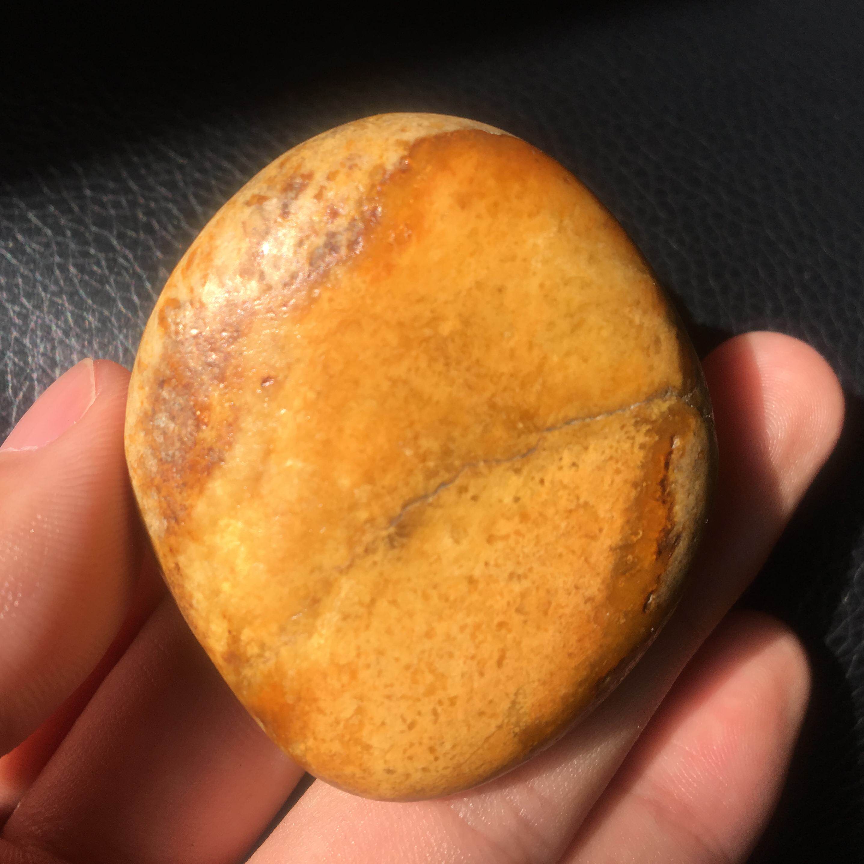 新品优惠新疆和田玉 黄沁石包玉黄玉黄沁籽料原石 68克真皮金包银