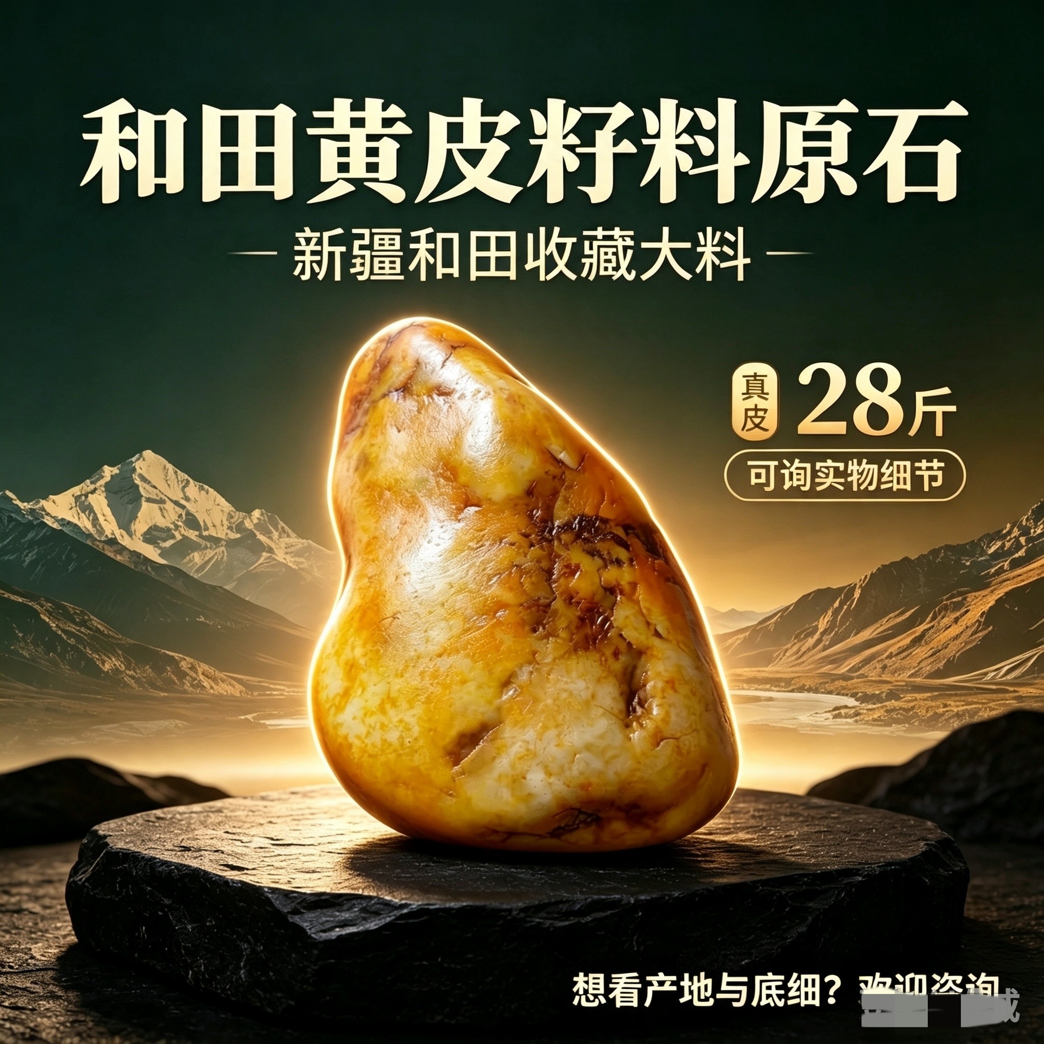 新疆天然和田籽料原石 大块真皮洒金皮白玉籽料玉石原石摆件28斤