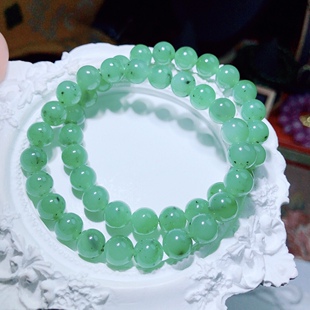 I801 天然和田玉碧玉手链苹果绿乌兰海8mm单圈手串男女玉石首饰