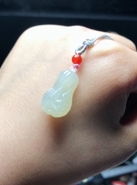 D195天然和田玉吊坠白菜挂件锁骨链毛衣链女21x12mm