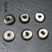 OO0179天然银黑曜石平安扣面包扣吊坠diy饰品配件配饰15mm不 包邮