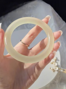 天然玉石手镯像黄口和田玉汉白玉阿富汗玉圆条美人条猫眼支持复检