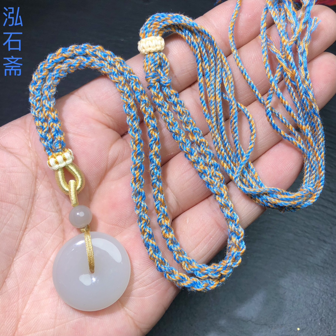 ZZ0303 天然和田玉烟灰平安扣吊坠25mm冰美人挂件男女礼物 微瑕