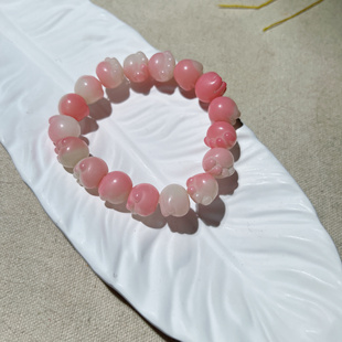 S898 炭烧猫爪白玉菩提手串粉少女菩提子12mm手链文玩绕指柔男女