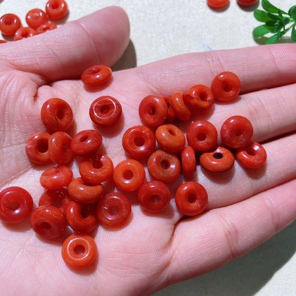 I975 天然南红玛瑙甜甜圈隔片平安扣吊坠配件面包扣配件约7-8mm