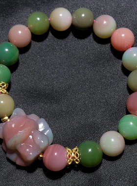 20A908天然盐源玛瑙手链串10mm多宝七彩糖果色原创炸毛九尾狐单圈