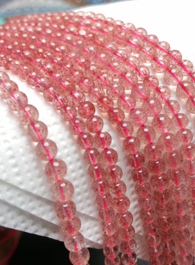 O119天然红草莓晶水晶手链项链半成品3/4mm38cm