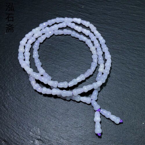 ZZ0899 天然A货翡翠三圈手链葫芦款5mm多圈紫翡茄紫色项链