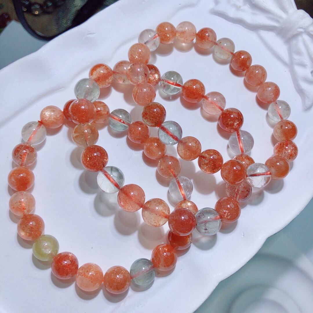 I323 天然金草莓水晶手链阿鲁沙手串单圈金太阳男女水晶宝石首饰