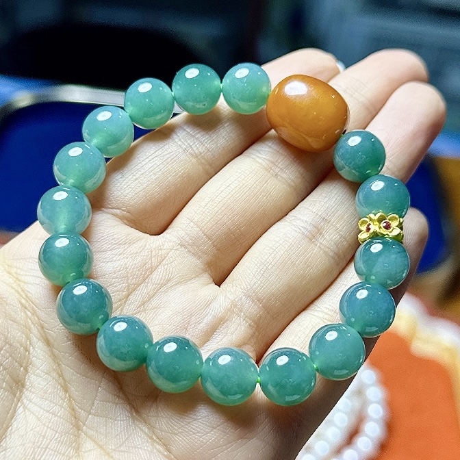 天然A货翡翠蓝水手链冰润透原