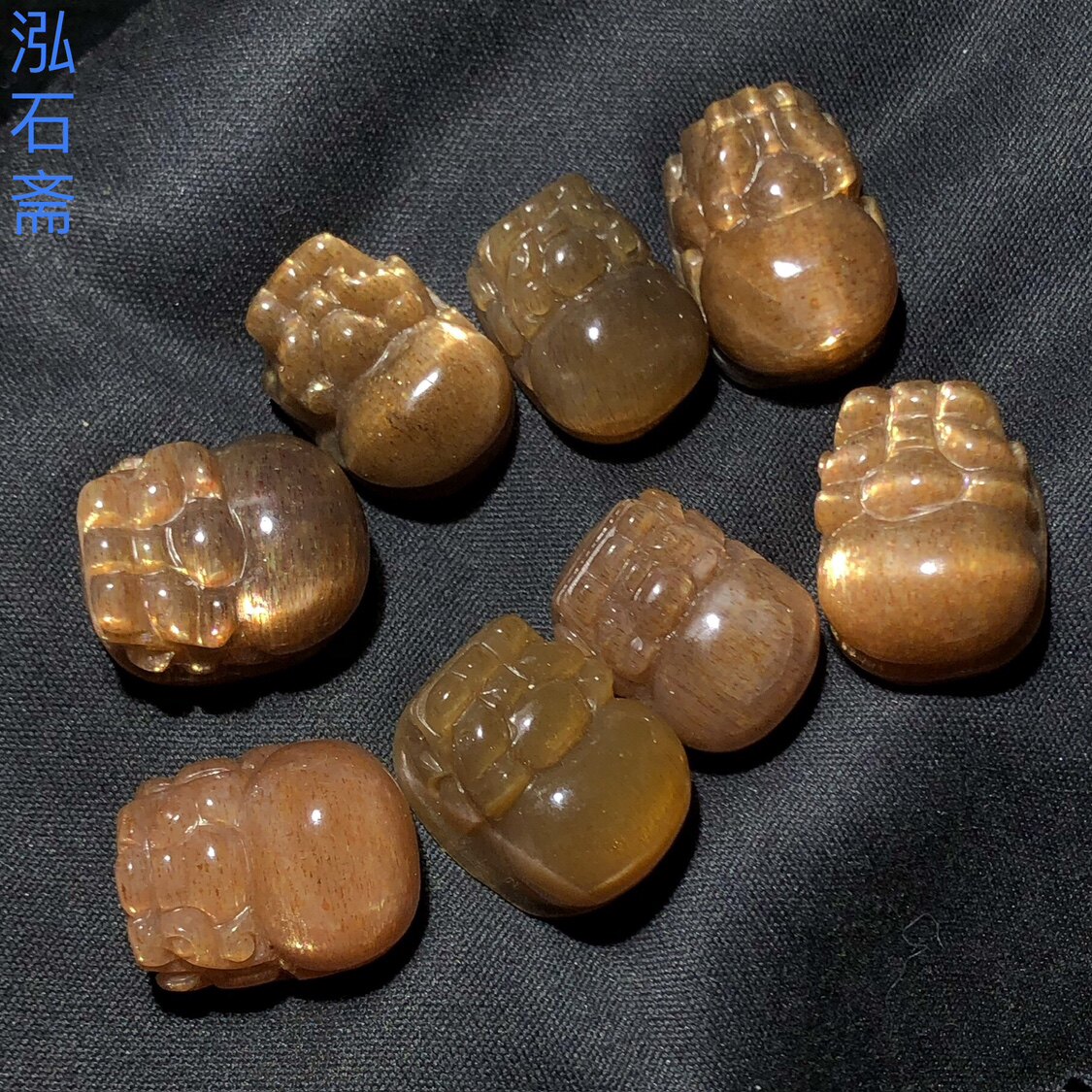 30A409 天然橙太阳石通孔貔貅配件猫眼diy18-20mm单散珠手链配饰