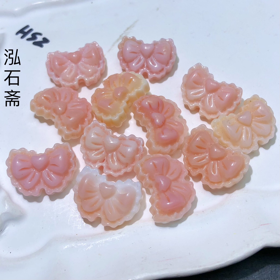 ZZ0613 天然女王贝爱心蝴蝶结配件背云18/13mm粉贝女皇贝配饰diy