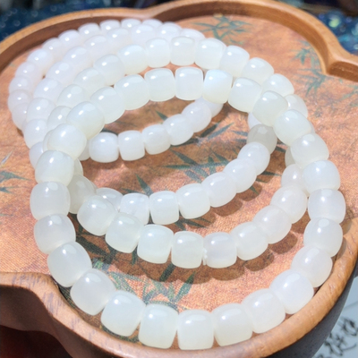 YY0447 天然和田玉野牛沟手链直切8mm极限弧手串单圈乾坤玉老料