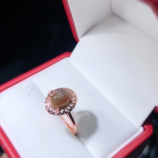 V859 天然和田玉糖料戒指指环戒圈活口7mm首饰礼物情侣红糖黄金糖