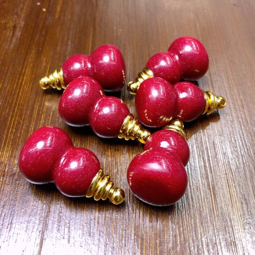 Q196泓石斋 朱砂葫芦本命年红朱砂可打开吊坠挂坠挂件28/12mm