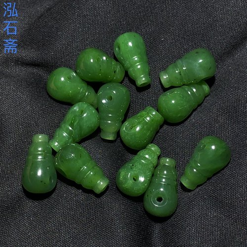 ZZ0624天然和田玉碧玉佛头三通通孔配件13-16mmdiy手链佛珠串配饰