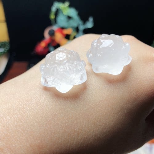 D412天然白水晶芙蓉水晶莲花通孔18mm配件项链手链DIY散珠